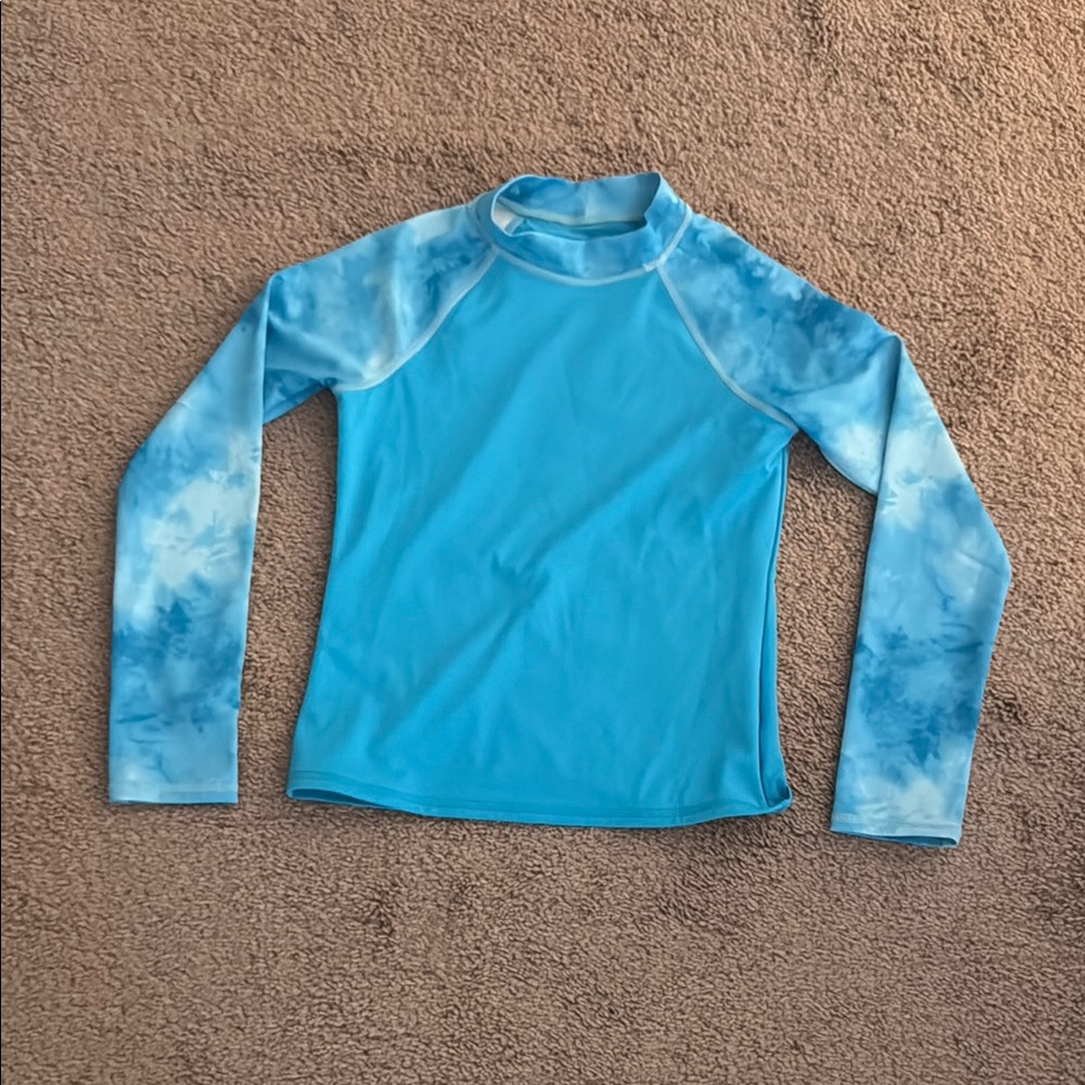 Girls Blue swim long sleeve rash guard UPF 50